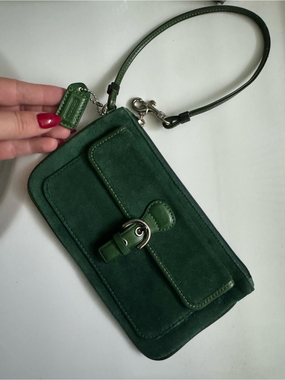 Vintage COACH soho emerald green suede purse wristlet - Picture 7 of 15